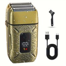 TEMU 1pc Hatteker Electric Razor For Men, 3-blade Floating Net, Type-c Usb Rechargeable Lithium Battery, 1400mah, Salon-quality Shaver With Led Display