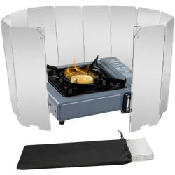 9/10/12 Plates Removable Windscreen Wind Shutter, Aluminum Windshield with Drawstring Bag, for Camping Butane Stoves