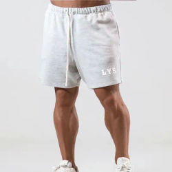 M-3XL LYS Running Cotton Shorts Men Solid Clothing Fitness Bodybuilding Short Pants Sport Homme Gym