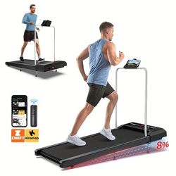 TEMU Pad Treadmill - 10% Incline, 120kg Max Weight, Under Desk Treadmill For , Led Display, / Compatible, Remote Control, Detachable Handrail