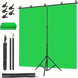 TEMU Green Screen Backdrop Kit, Portable Green Screen With T-shaped Stand & Carrying Bag & 5 Clamps, Green Screen Background For Streaming, Gaming, Zoom