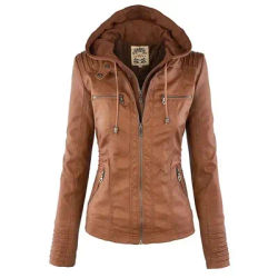 Gothic Faux Leather Jacket Women Coat 2025 Hoodies Winter Autumn Motorcycle Jacket Black Outerwear Leather PU Basic Jacket Coat