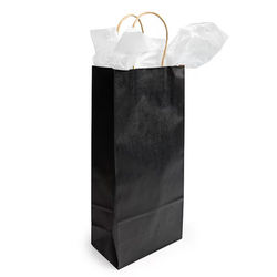 Black Kraft Paper Merchandise Handle Bags 5 7/8" x 3 9/16" x 12 5/8" 50 Pack GMB3B