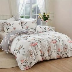 TEMU Print Ab Double-sided Flower And Comfortable Fluff Duvet Cover + Pillowcase Bedroom Bedding Decoration Bedding Set (1 Duvet Cover + 1/2 Pillowcases, No Pillow Core, No Thick Duvet)