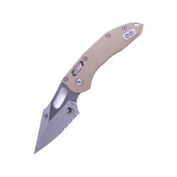 Microtech Stitch S/E Ram - Lok Fluted G-10 Part Serrate 3.71in Folding Knife Tan 169RL-11FLGTTA