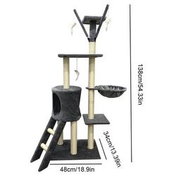 TEMU 5-tier Multi-functional Cat Climbing Tower & Scratching Post With Ladder, Cozy Perch, Hideouts & Interactive Toys - Durable Indoor Cat Furniture For Kittens And Adult Cats, Safetyenhanced Design