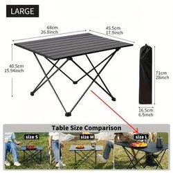 TEMU Portable Steel Folding Table And Chair Set - For Camping, Bbqs, And Outdoor Picnics, Durable Stainless Steel With Foldable Pedestal Base, Camping And Barbecues, Camping Accessorie