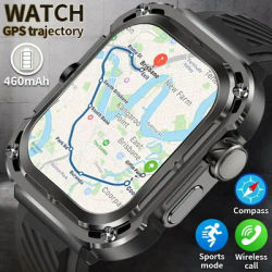 LIGE 2025 nouvelle montre intelligente GPS militaire hommes en plein air 2.1 ''écran HD boussole étanche Sport Tracker Bluetooth appel Smartwatch