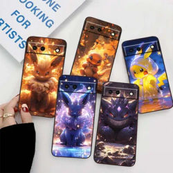 Trend Cartoon Cute Pokemon For Google Pixel 9a 9 8A 8 7 7A 6 6A Pro XL 2024 5G Black Soft TPU Silicone Cover Phone Case