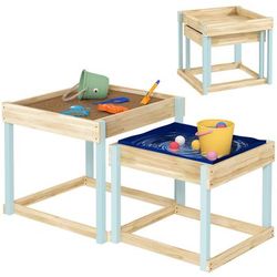 TEMU Outsunny 2 Pcs Wooden Sandpits, Sand And Water Play Tables With Bottom Liner