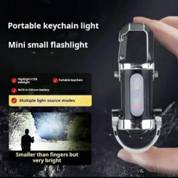 Mini Rechargeable Keychain Flashlights Multifunction COB Work Light 6 Mode Emergency Keychain Light for Walking Searching Hiking