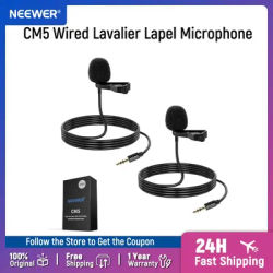 NEEWER Lavalier Lapel Microphone Omnidirectional Condenser Wired Clip for DJI Wireless Mic Transmitters Rode Wireless GO II 2