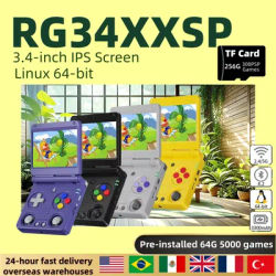 ANBERNIC RG34XXSP Flip Handheld Game Console 3.4-inch IPS Screen Linux 64-bit 300PSP Game 5G WIFI HD-MI TV Output Streaming Gift