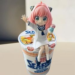 TEMU Anime-inspired Noodle Character Figurine, Mixed Color Plastic Action Figure, Collectible Ornament, Perfect Birthday Gift For Anime Fans