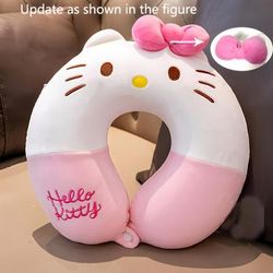 TEMU Cartoon U-shaped Pillow, Kitty Cat Car Neck Pillow, Office Nap Pillow, Medium Soft, Neck Fatigue.