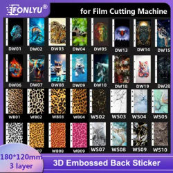 FONLYU 50pcs 3D Relief Back Cover Film Protector Skin Sticker Hydrogel Rear Film For Cutting Machine