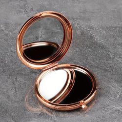 TEMU 1pc Metal Double-sided Compact Mirror With Rose Golden And Black Frames - Foldable, Portable Makeup Touch-up Mirror For Women, | Modern Aesthetic | Durable Frame