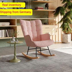Comanlai Chaises à bascule, chaise relaxante, chaise de salon avec dossier haut, pour chambre à coucher, salon, tissu en peluche, rose