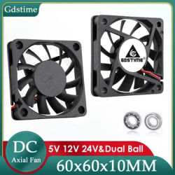 Gdstime 60MM Fan 24V 12V 5V Cooler 60x60x10MM Axial Cooling Fan 6010 Dual Ball Brushless Dupont USB Fan for PC Case CPU Cooling