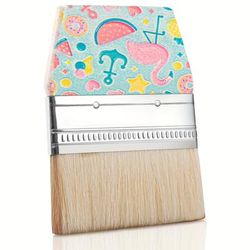 TEMU Colorful Wool Sand Removal Brush For Beach & Outdoor Activities – Gentle Cleaner For Body, Skin, And Feet With Fun Summer Design (beige Bristles, Vibrant Patterned Handle), Beach Accessories