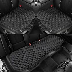 TEMU 3pcs Car Seat Cushion Set For Front And Rear Seats, Texture Breathable Car Mats, For Suvs, Sedans - Essential Auto Accessories, Linen, Car Seat Covers