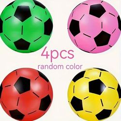 TEMU 4pcs Beach Party Inflatable Soccer Balls - Durable Pvc Material, Vibrant Colors (red/green/yellow) For Beach, Pool, Indoor & Outdoor Games - Summer, Family Gatherings & , Poolside Games, Design