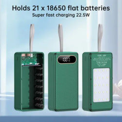 Batteria a punta piatta 18650 a 21 celle senza saldatura Kit Power Bank mobile Luci da campeggio DC Kit di alimentazione di ricarica 22,5 W senza batteria
