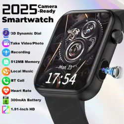 LIGE 2025 nouveau 512 mo caméra Smartwatch 1.91 "HD faire réponse appel prendre vidéo enregistrement sonore musique sport étanche montre intelligente