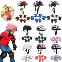 7Pcs/Set Childrens Riding Helmets Knee Elbow Protective Gear Set Kids Skateboard Scooter Helmet Set Anti Drop Equipment