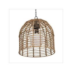 Sunjoy Group Outdoor Wicker Chandelier Hanging Light Fixture with Remote Control (Light Brown)