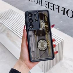 TEMU Retro Style Cassette Pattern Phone Case Compatible With Galaxy S25 S24 S23 S22 S21 S20 Fe 4g 5g, Soft Tpu Back Cover For Drop Protection.