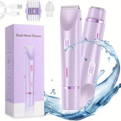 TEMU Women's Electric Shaver-2-in-1 Electric Hair Trimmer, Painless Hair Removal Shaver, Body Shaver, Portable Women's Shaver With 2 Trimming Heads, Women's Bikini Trimmer, Women's Gift, Day Gift