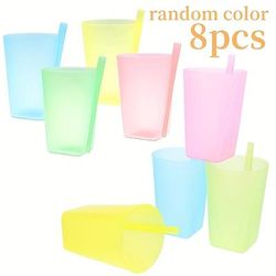 TEMU 8pcs Integrated Straw Cup, Suitable For Water, Juice, Juice, Milk - Reusable Fun Drinking Cups, Perfect Gift For , Family, Colleagues, Neighbors