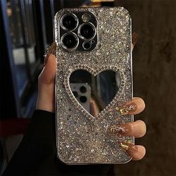 TEMU High-end Love Mirror Electroplated Glitter Gel Case For Iphone 16 Pro Max