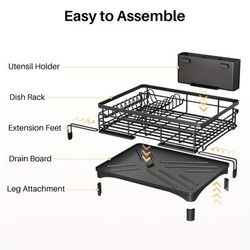 TEMU Expandable Telescopic Dish Rack, Bowl And Plate Drainer, Suitable For Under Sink