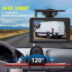 Kit caméra et moniteur de recul sans fil CVBS Brake Light avec moniteur HD 5 pouces pour Mercedes Sprinters et VW artisan