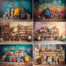 Back To School Photography Backdrop Bookshelf Books Desk Students Graduation Party Banner Photocall Background for Photo Studio