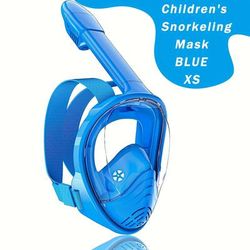 TEMU Full Face Snorkel Mask For Kid/children Aged 6-14 Years, Anti-leak Snorkeling Gear With Breathing System & 180° Panoramic View & Camera Mounts