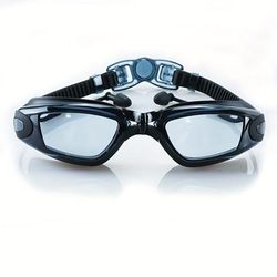 TEMU 1pc Swimming Goggles -adjust Strap & Earplugs - Waterproof Clear , Fit For , Training & Play (transparent/black), Swim Goggles