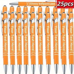 TEMU 25-pack Custom Text Metal Ballpoint Pens Set - Retractable, Medium Point, Ergonomic Grip - Ideal For Anniversary, Mother's Day, Birthdays, Weddings - Black Ink