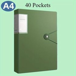 TEMU Expandable A4 Document Holder With 20/40 Pockets, Snap Closure Plastic Envelopes For Home, Office & School Organization, Transparent Pp Material, 7 Color Options, Includes Musical Sheet Storage