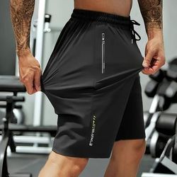 TEMU Men's Lightweight Quick-dry Athletic Shorts - Breathable, Loose Fit With Adjustable Drawstring, Solid For Gym, Running & Casual Wear, Workout Shorts, Gym Apparel, Sleek Sporty Look,