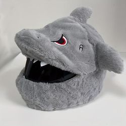 TEMU Gray Shark Plush Head Cover Quirky Cute Helmet Cover Protective Decoration
