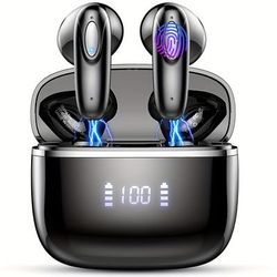 TEMU T19 Wireless Earphones, 2024 Wireless 5.3 Earphones, Equipped With 4 Enc Microphones, 40 Hour Playback In Ear Bass Earphones, Noise Cancelling Mini Earplugs, Led Display Screen Wireless Earphones