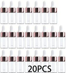 TEMU 10/20pcs Mini Dropper Bottles Glass Empty Essential Oil Bottles Rose Pipettes Bottles 1ml 2ml 3ml 5m