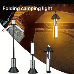 Telescopic Camping Light USB Rechargeable Multi-functional Camping Lantern Flashlight with Hook Outdoor Emergency Camping Lamp