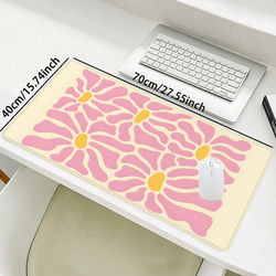 TEMU Pink Abstract Flower Mouse Pad Design Gaming Large Desk Pad 31.4x15.7 Inch Computer Keyboard Mousepad With Non-slip Rubber Base For Office Gift For Yourself