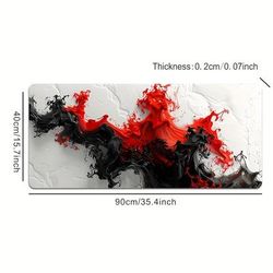 TEMU Abstract Black And Red Gaming Mouse Pad - Large, Rubber, Non-slip, Suitable For Office Computers And Laptops