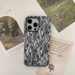 Clmj Pink And Black Lace Girl Luxury Phone Case for iPhone 16 15 14 13 12 11 X XS XR XSMAX 7 8 Pro