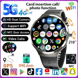Smart Watch 5G LTE 210° Rotary Camera insert Sim Card Google Play Store App Download NFC GPS WIFI Heart Rate Android Smartwatch
